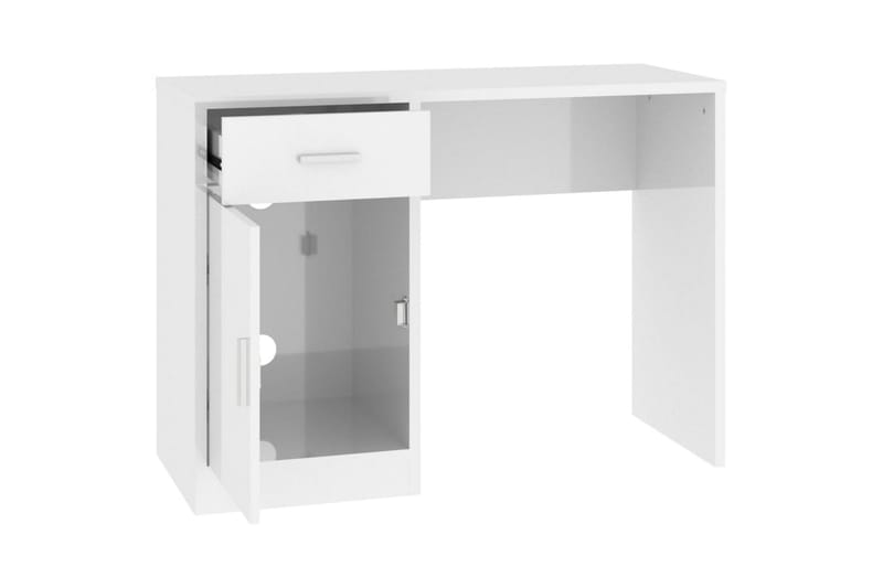 beBasic Skrivbord lådor & skåp vit högglans 100x40x73cm konstruerat trä - Skrivbord - Bord