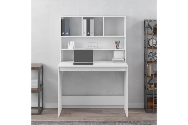 beBasic Skrivbord med hyllor vit 102x45x148 cm konstruerat trä - Skrivbord - Bord