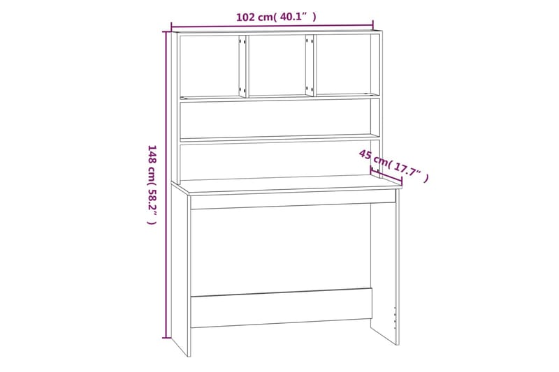 beBasic Skrivbord med hyllor vit 102x45x148 cm konstruerat trä - Skrivbord - Bord