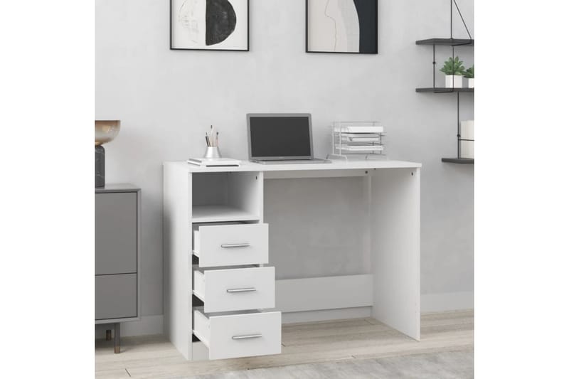 beBasic Skrivbord med lådor vit 102x50x76 cm konstruerat trä - Möbler - Hemmakontor - Skrivbord