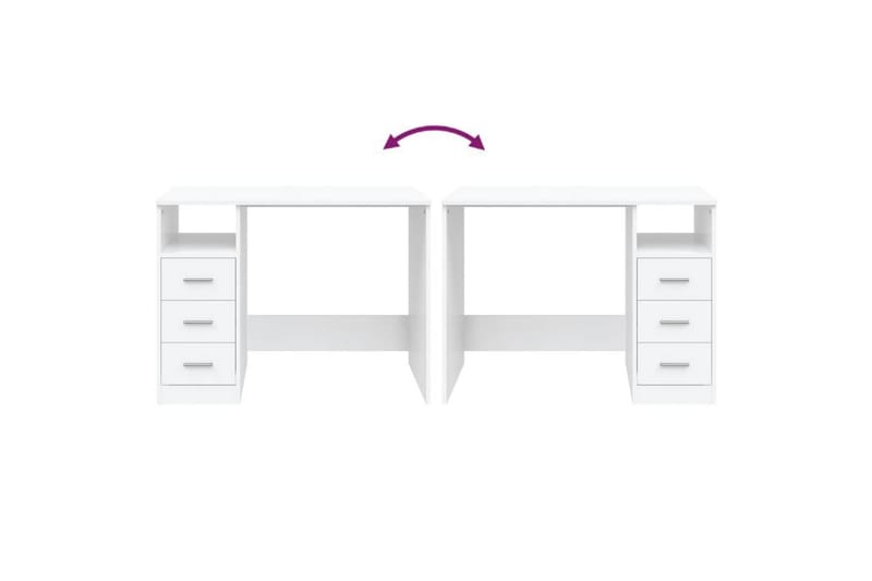 beBasic Skrivbord med lådor vit 102x50x76 cm konstruerat trä - Möbler - Hemmakontor - Skrivbord