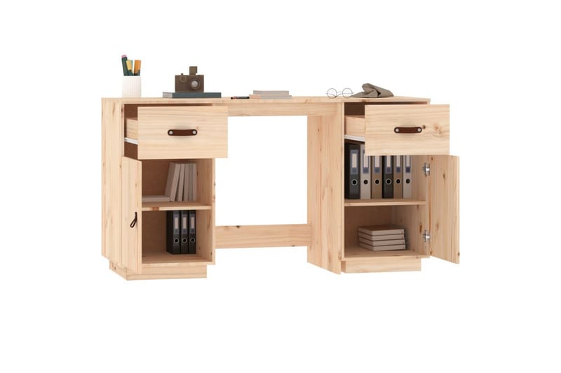 beBasic Skrivbord med skåp 135x50x75 cm massiv furu - Möbler - Hemmakontor - Skrivbord