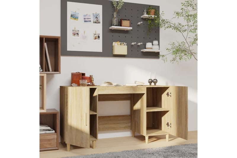 beBasic Skrivbord sonoma-ek 140x50x75 cm konstruerat trä - Möbler - Hemmakontor - Skrivbord