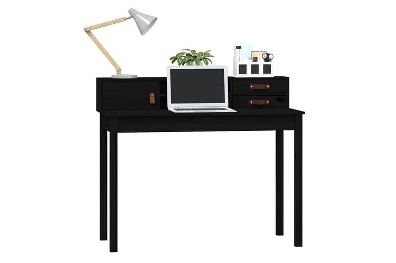 beBasic Skrivbord svart 110x50x93 cm massiv furu - Skrivbord - Bord