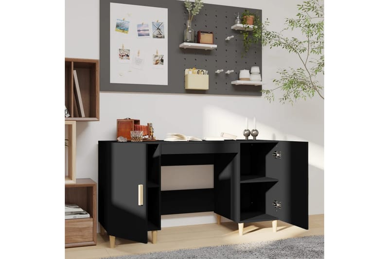 beBasic Skrivbord svart 140x50x75 cm konstruerat trä - Möbler - Hemmakontor - Skrivbord