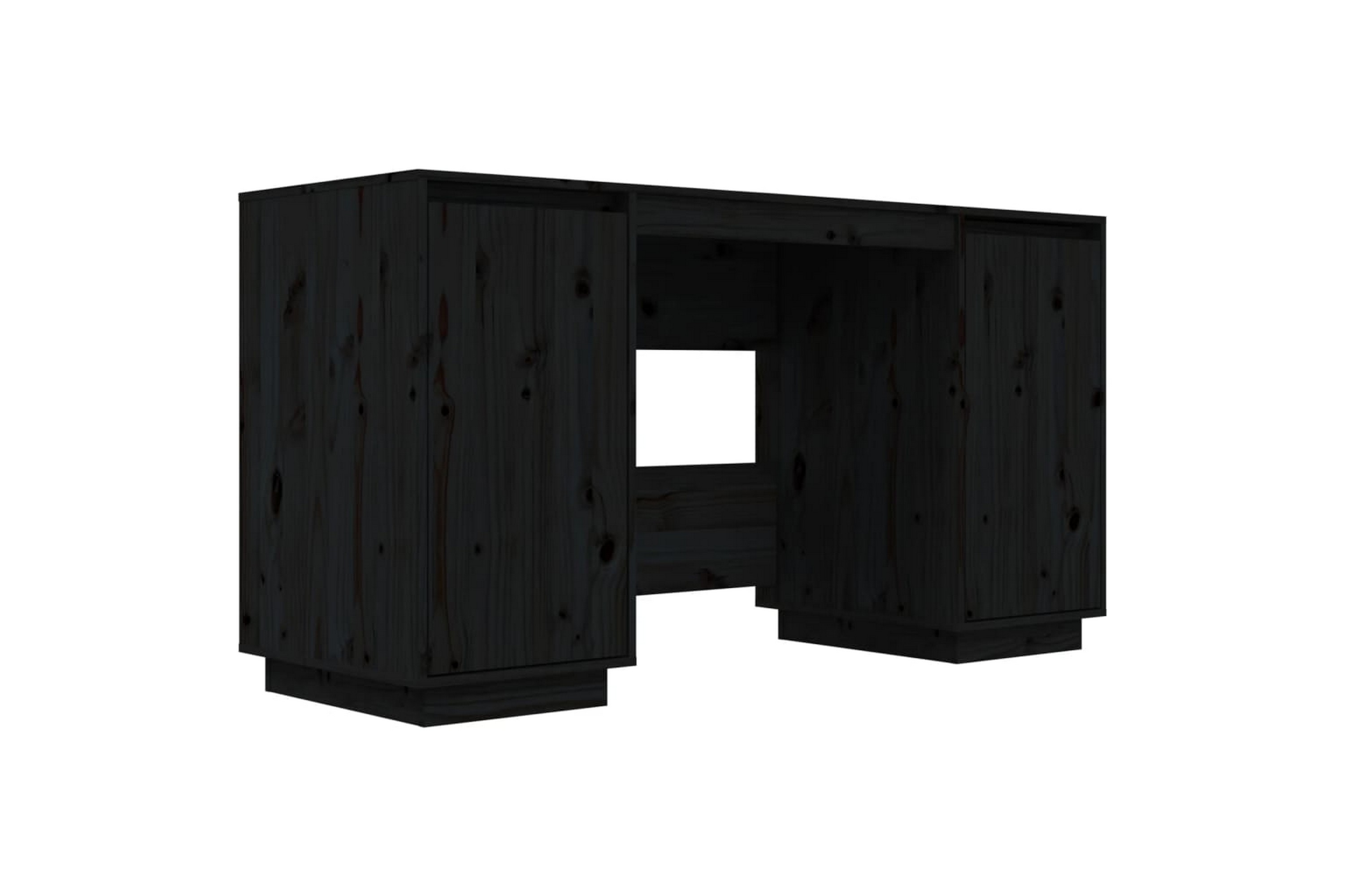 beBasic Skrivbord svart 140x50x75 cm massiv furu –