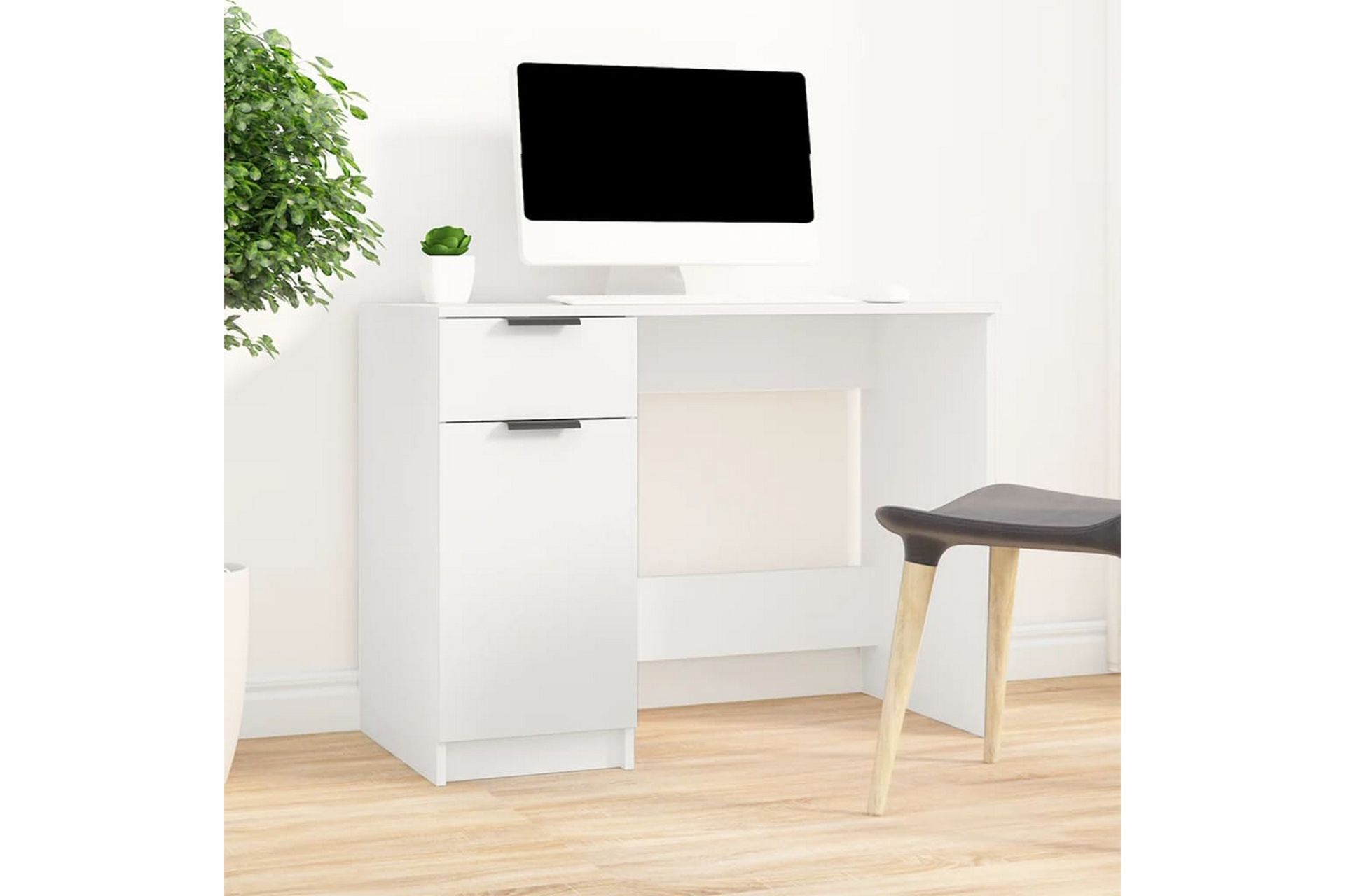 beBasic Skrivbord vit 100x50x75 cm konstruerat trä - Möbler - Hemmakontor - Skrivbord