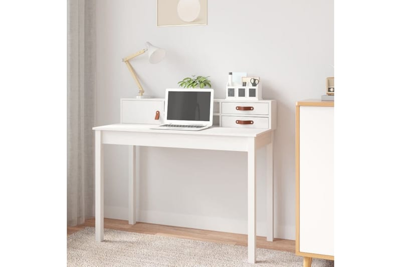 beBasic Skrivbord vit 110x50x93 cm massiv furu - Möbler - Hemmakontor - Skrivbord