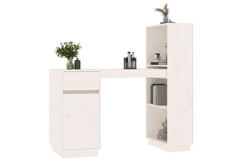 beBasic Skrivbord vit 110x53x117 cm massiv furu - Möbler - Hemmakontor - Skrivbord