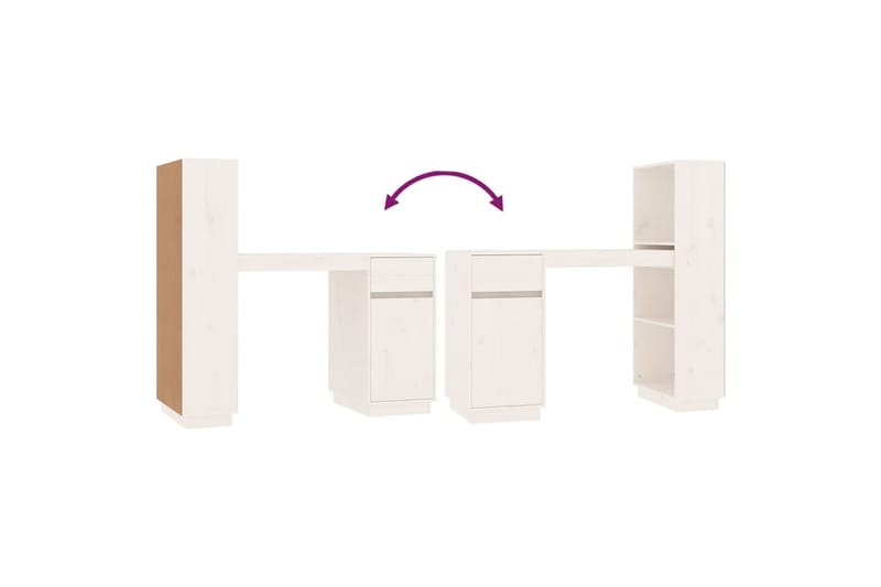 beBasic Skrivbord vit 110x53x117 cm massiv furu - Möbler - Hemmakontor - Skrivbord