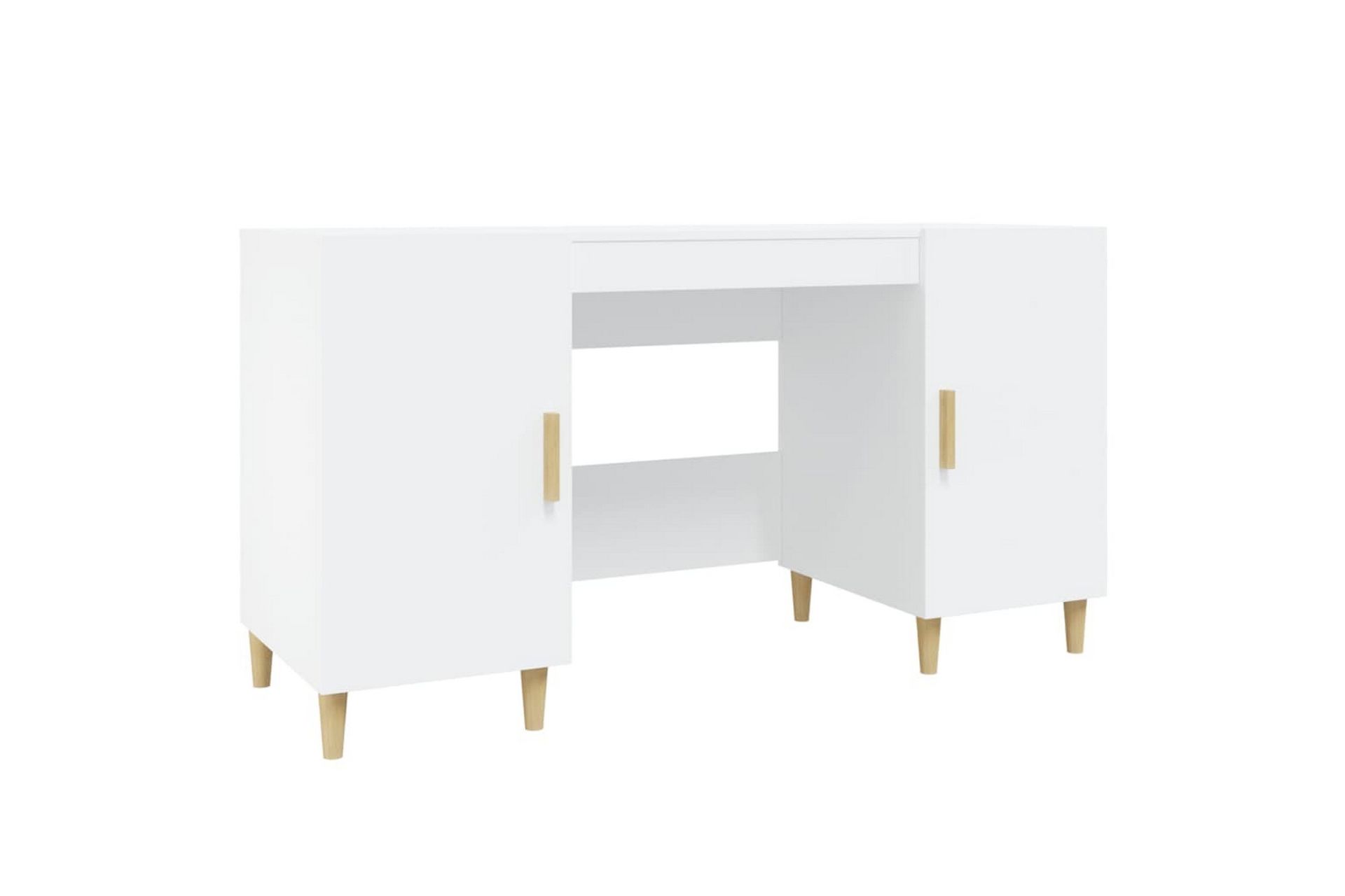 beBasic Skrivbord vit 140x50x75 cm konstruerat trä - Möbler - Hemmakontor - Skrivbord