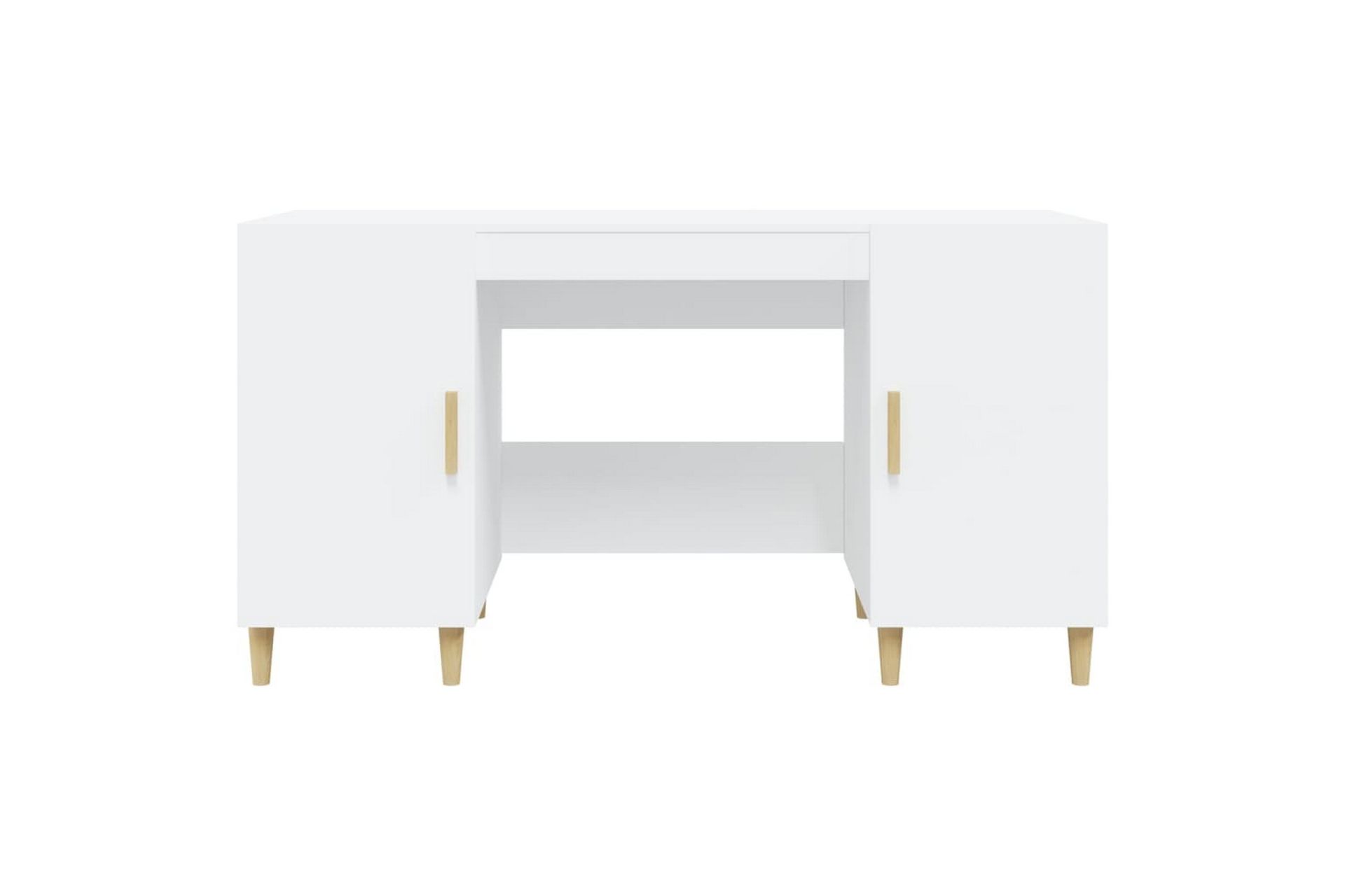 beBasic Skrivbord vit 140x50x75 cm konstruerat trä - Möbler - Hemmakontor - Skrivbord