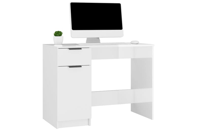 beBasic Skrivbord vit högglans 100x50x75 cm konstruerat trä - Skrivbord - Bord