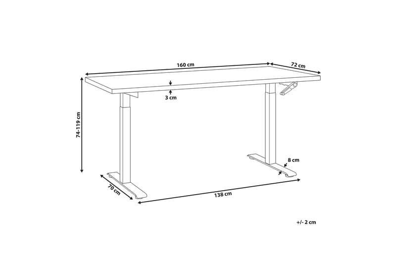 Bina Skrivbord 72x160 cm - Grå/Vit - Möbler - Hemmakontor - Skrivbord