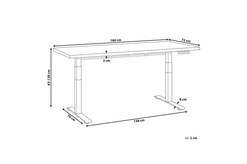 Bina Skrivbord 72x160 cm - Grå/Vit - Möbler - Hemmakontor - Skrivbord