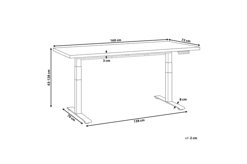 Bina Skrivbord 72x160 cm - Grå/Vit - Möbler - Hemmakontor - Skrivbord