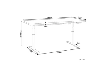 Bina Skrivbord 72x160 cm - Mörkt trä/Svart - Möbler - Hemmakontor - Skrivbord
