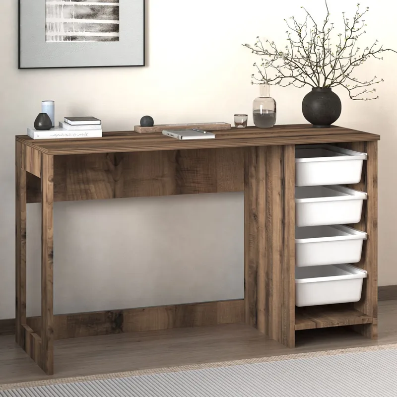 Branik Skrivbord 120x73x45 cm - White och Antique Walnut - Möbler - Hemmakontor - Skrivbord