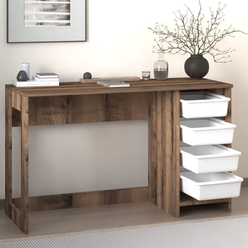 Branik Skrivbord 120x73x45 cm - White och Antique Walnut - Möbler - Hemmakontor - Skrivbord