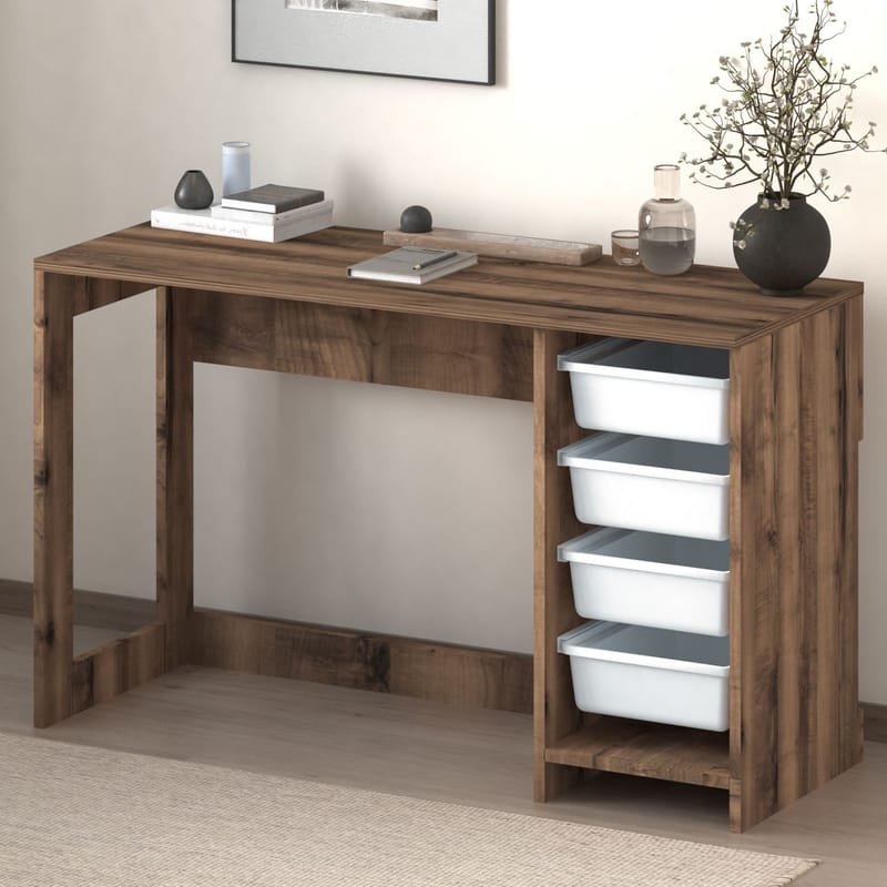 Branik Skrivbord 120x73x45 cm - White och Antique Walnut - Möbler - Hemmakontor - Skrivbord