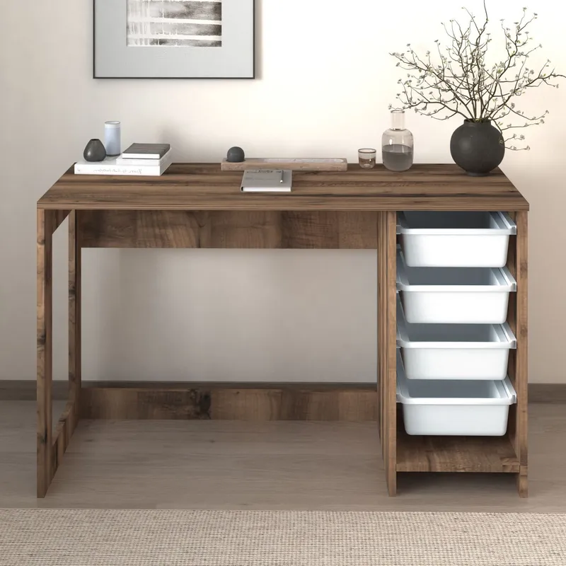 Branik Skrivbord 120x73x45 cm - White och Antique Walnut - Möbler - Hemmakontor - Skrivbord