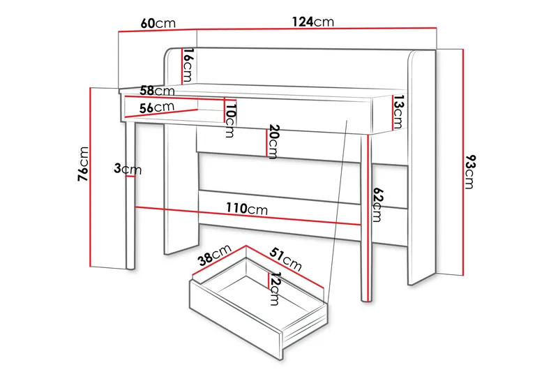 Buhan Skrivbord 60x124 cm - Beige/Brun - Möbler - Hemmakontor - Skrivbord