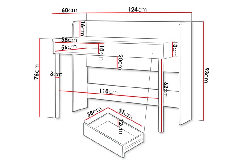 Buhan Skrivbord 60x124 cm - Beige/Brun - Möbler - Hemmakontor - Skrivbord