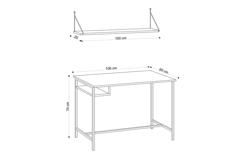 Cadris Skrivbord 60x100 cm - Ek/Svart - Möbler - Hemmakontor - Skrivbord