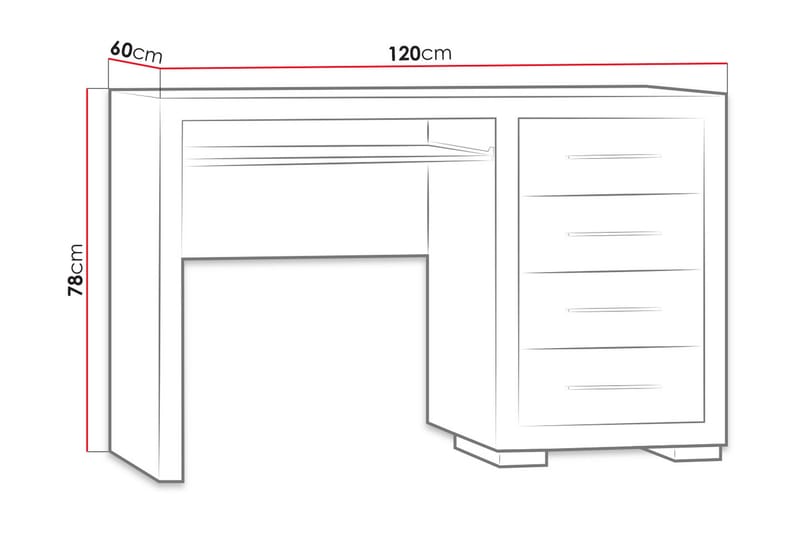CHELES Skrivbord 120 cm med Förvaring 4 Lådor Ekfärg/Brun - Brun - Skrivbord - Bord