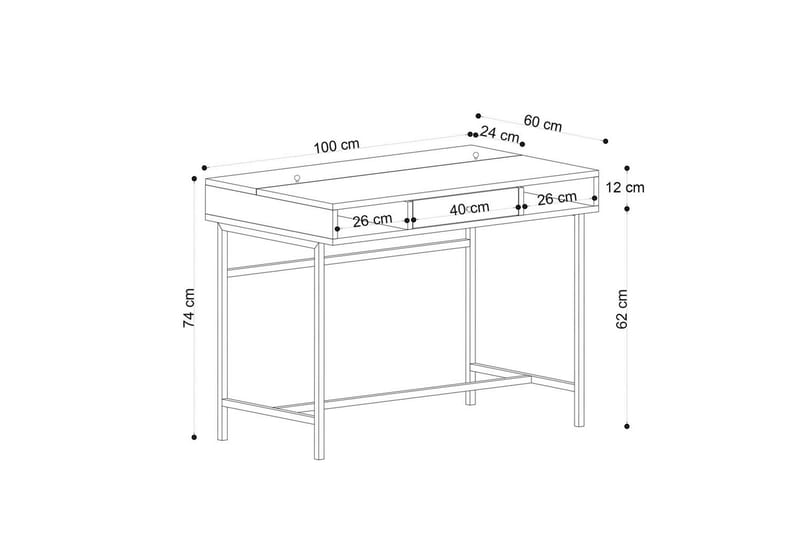 Cladells Skrivbord 60x100 cm - Ek/Svart - Möbler - Hemmakontor - Skrivbord