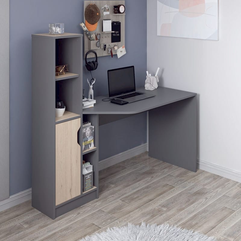 Dalenor Skrivbord 150x140x60 cm - Antracit/Valnöt - Möbler - Hemmakontor - Skrivbord