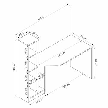 Dalenor Skrivbord 150x140x60 cm - Antracit/Valnöt - Möbler - Hemmakontor - Skrivbord
