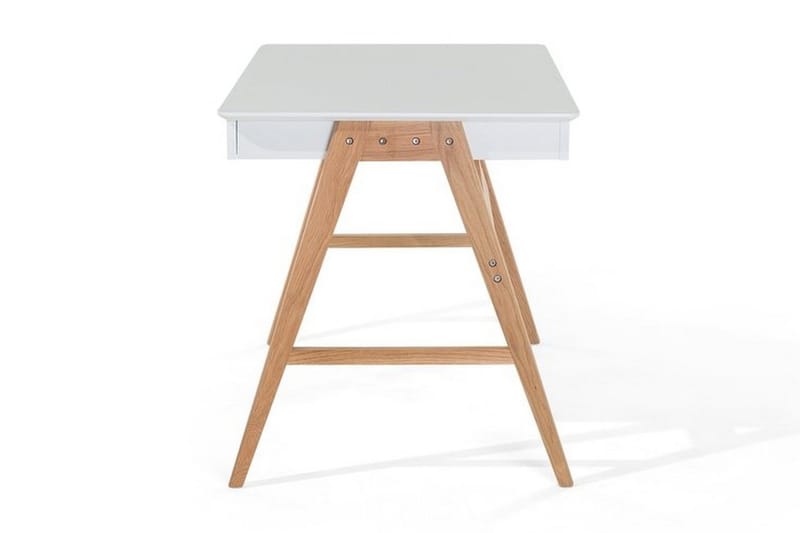 DAVILUCAS Skrivbord 120 cm med Förvaring 2 Lådor Vit/Ek - Skrivbord - Bord