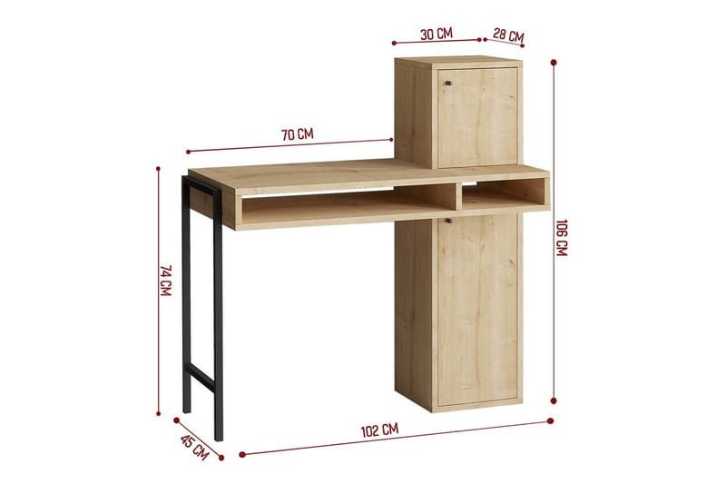 Dora Skrivbord 45x102 cm - Svart/Mediumfärgat trä - Möbler - Hemmakontor - Skrivbord