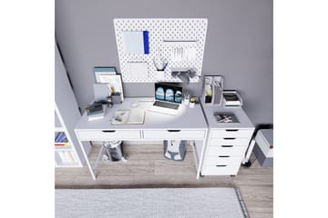 Durusu Skrivbord 120 cm med Lådor och Hjul i Målat Trä - Vit - Möbler - Hemmakontor - Skrivbord