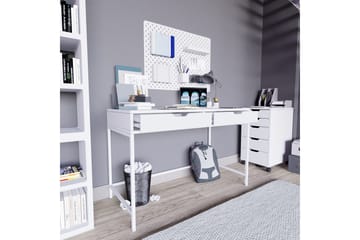 Durusu Skrivbord 55x120 cm med Lådor i Trä med Metallstativ - Vit - Möbler - Hemmakontor - Skrivbord