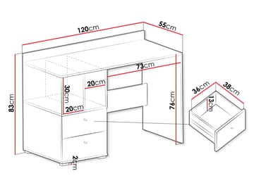 Edson Skrivbord 120 cm med Förvaring och Lådor i Målat Trä - Vit - Möbler - Hemmakontor - Skrivbord