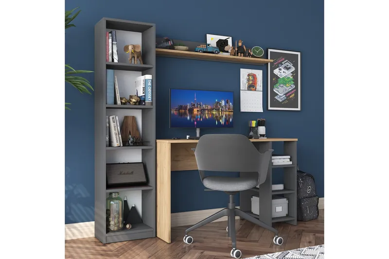 Eireann Skrivbord 45x160 cm - Valnöt/Antracit - Möbler - Hemmakontor - Skrivbord