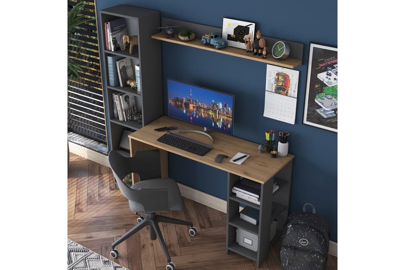 Eireann Skrivbord 45x160 cm - Valnöt/Antracit - Möbler - Hemmakontor - Skrivbord