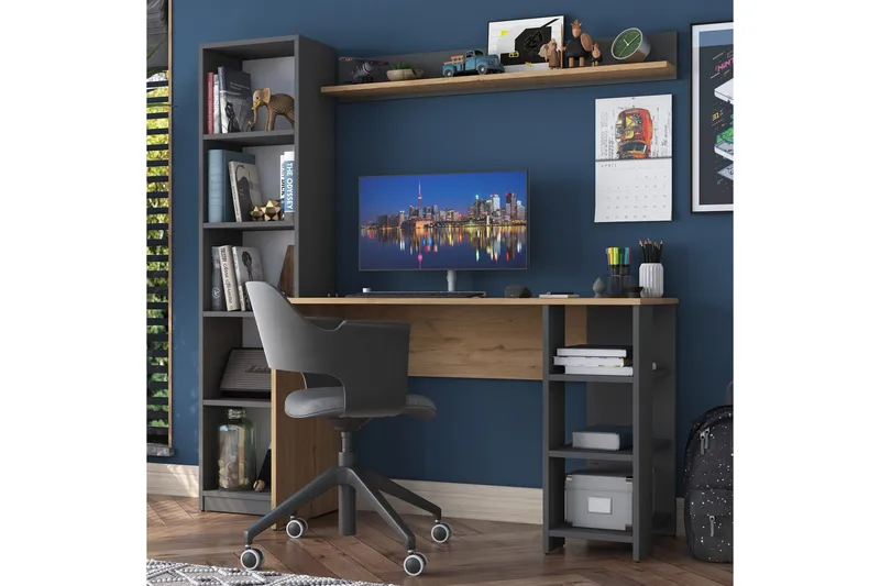 Eireann Skrivbord 45x160 cm - Valnöt/Antracit - Möbler - Hemmakontor - Skrivbord