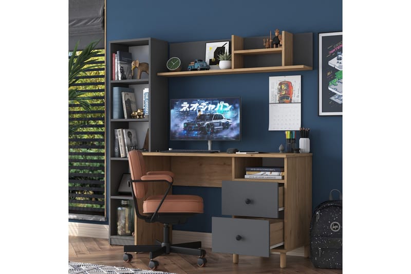 Eireann Skrivbord 50x120 cm - Valnöt/Antracit - Möbler - Hemmakontor - Skrivbord