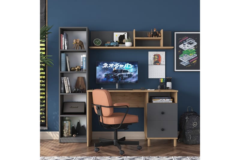 Eireann Skrivbord 50x120 cm - Valnöt/Antracit - Möbler - Hemmakontor - Skrivbord