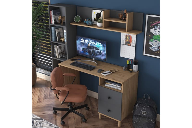 Eireann Skrivbord 50x120 cm - Valnöt/Antracit - Möbler - Hemmakontor - Skrivbord