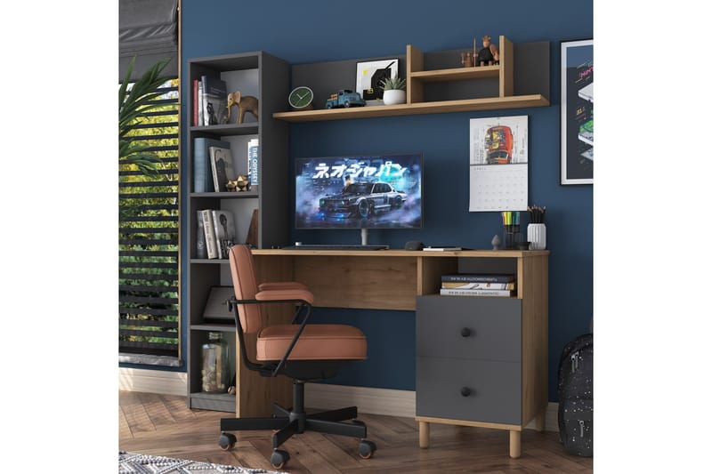 Eireann Skrivbord 50x120 cm - Valnöt/Antracit - Möbler - Hemmakontor - Skrivbord