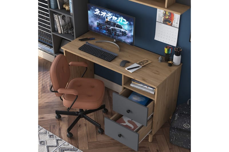 Eireann Skrivbord 50x120 cm - Valnöt/Antracit - Möbler - Hemmakontor - Skrivbord