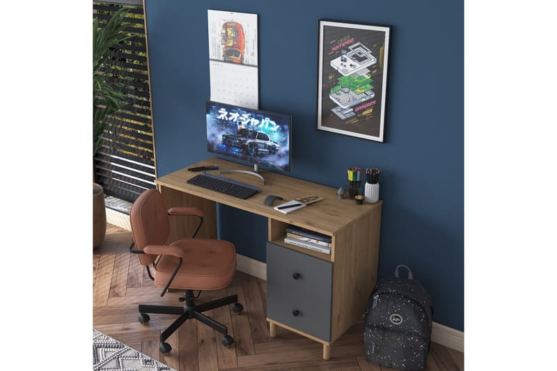 Eireann Skrivbord 50x120 cm - Valnöt/Antracit - Möbler - Hemmakontor - Skrivbord