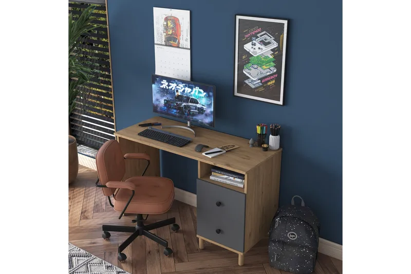 Eireann Skrivbord 50x120 cm - Valnöt/Antracit - Möbler - Hemmakontor - Skrivbord