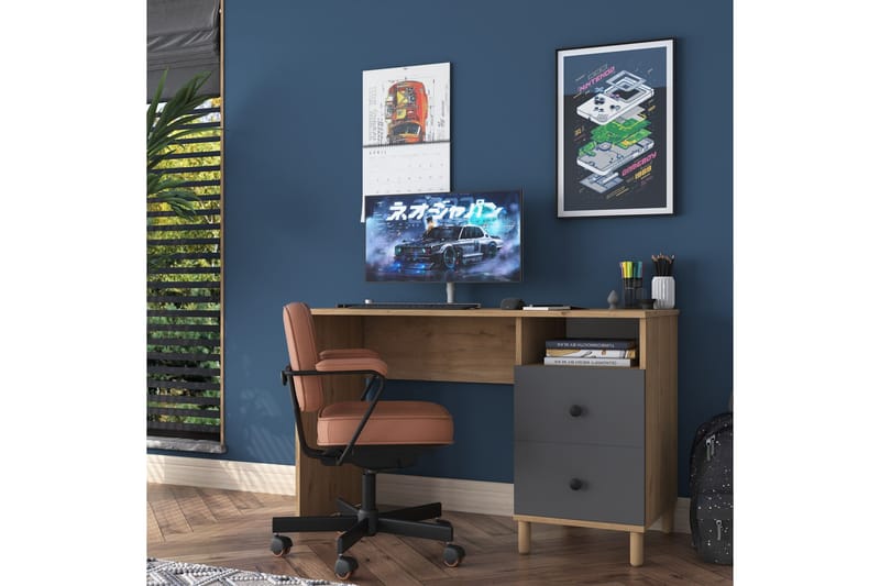 Eireann Skrivbord 50x120 cm - Valnöt/Antracit - Möbler - Hemmakontor - Skrivbord