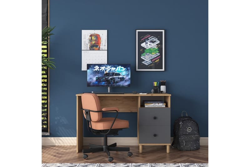 Eireann Skrivbord 50x120 cm - Valnöt/Antracit - Möbler - Hemmakontor - Skrivbord