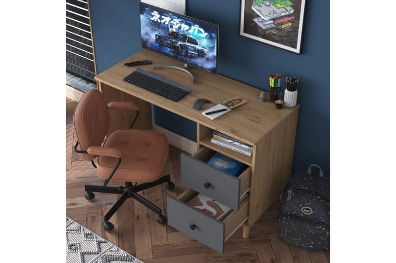 Eireann Skrivbord 50x120 cm - Valnöt/Antracit - Möbler - Hemmakontor - Skrivbord